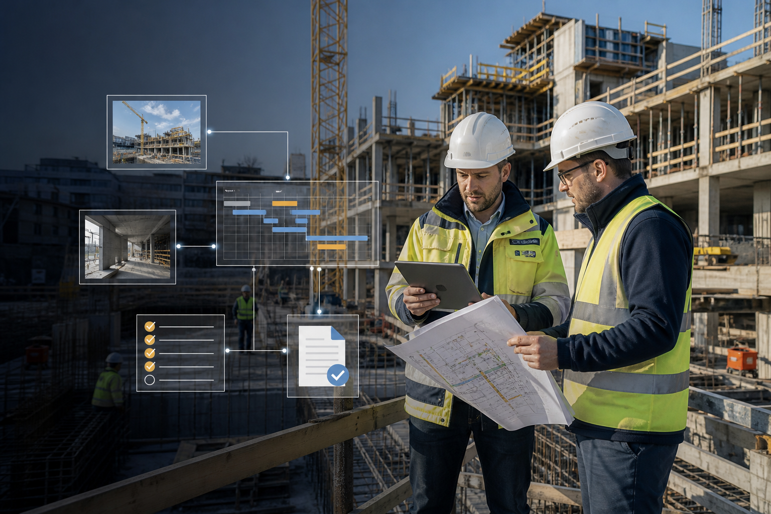 Baustelle und strukturierter digitaler Dokumentenprozess